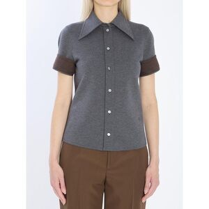 GUCCI Short Sleeve Button-Up Shirt Women GREY Shirts